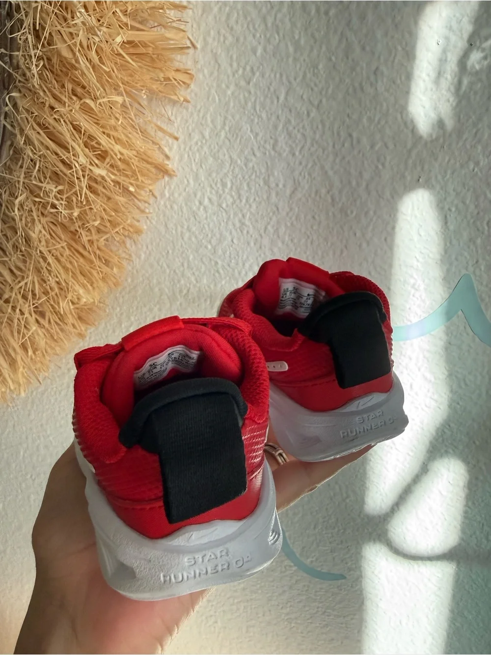 Nike Kids Red and White Slip-On Sneakers with Black Heel Tab